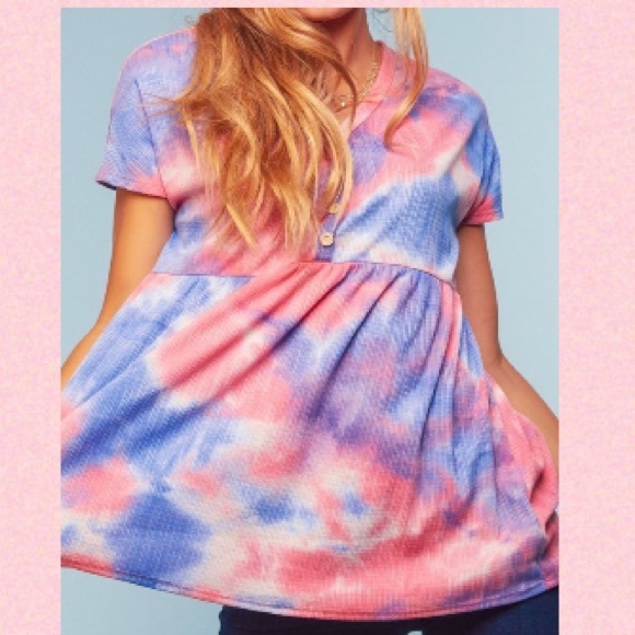 Tie-Dye Babydoll Top - Picture 2 of 7